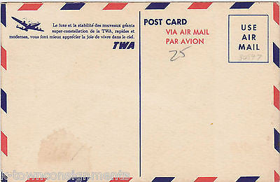 TRANS WORLD AIRLINES TWA VINTAGE SUPER CONSTELLATION GRAPHIC AD POSTCARD - K-townConsignments