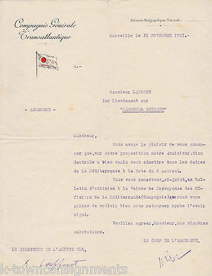 COMPAGNIE GENERALE TRANSATLANTIQUE FRENCH OCEAN LINE AUTOGRAPH SIGNED STATIONERY - K-townConsignments