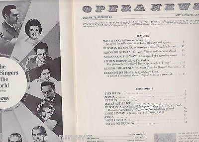 VARNAY VINTAGE 1960s OPERA NEWS THEATRE PROGRAM MAGAZINE - K-townConsignments