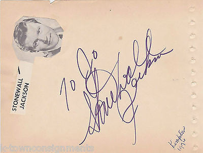 STONEWALL JACKSON HONKY COUNTRY MUSIC SINGER VINTAGE AUTOGRAPH SIGNATURE PAGE - K-townConsignments