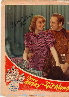 GENE AUTRY GIT ALONG LITTLE DOGIES VINTAGE AUTOGRAPH SIGNED MOVIE POSTER 1930s - K-townConsignments