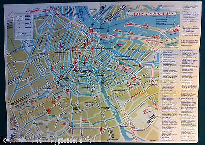 AMSTERDAM HOLLAND VINTAGE HOTELS GRAPHIC ADVERTISING BROCHURE MAP - K-townConsignments