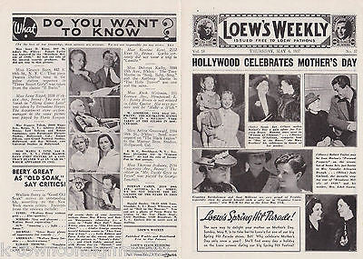 ROBERT TAYLOR LOEW'S WEEKLY VINTAGE 1930s MOVIE ACTOR & ACTRESS PROMO AD FLYER - K-townConsignments