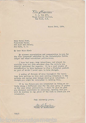 MARY SNYDER VOICE OF EXPERIENCE TIMES SQUARE AUTOGRAPH SIGNED STATIONERY LETTER - K-townConsignments