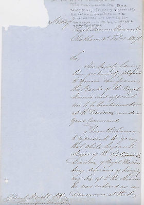 BRITISH ROYAL NAVY HMS HARLEQUIN ANTI-SLAVERY 1840s SIGNED MILITARY DOCUMENT - K-townConsignments