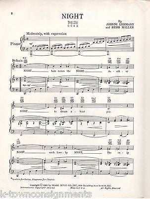 JACKIE WILSON NIGHT BRUNSWICK RECORDS VINTAGE 1960s SHEET MUSIC & LYRICS - K-townConsignments