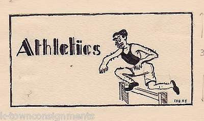 WATERTOWN HIGH SCHOOL NEW YORK TRACK TEAM 1930s ROLLIE IVERS SIGNED ART DRAWING - K-townConsignments