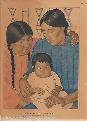 THREE GENERATIONS PECUNNIES PICTOGRAPHS NATIVE AMERICAN GRAPHIC ART POSTER PRINT - K-townConsignments