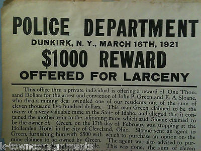 1920s POLICE WANTED POSTER & AUTOMOBILE CAR THEFT LETTERS CARDS & DOCUMENTS - K-townConsignments