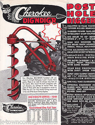CHEROKEE POST HOLE DIGGER VINTAGE POWER TOOLS GRAPHIC AD FLYER - K-townConsignments