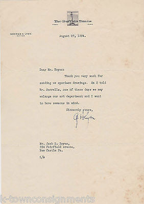 BUFFALO TIMES NEWSPAPER VINTAGE 1930s GEORGE LYON SIGNED GRAPHIC AD STATIONERY - K-townConsignments