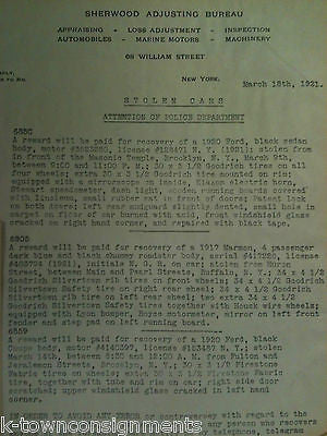 1920s POLICE WANTED POSTER & AUTOMOBILE CAR THEFT LETTERS CARDS & DOCUMENTS - K-townConsignments