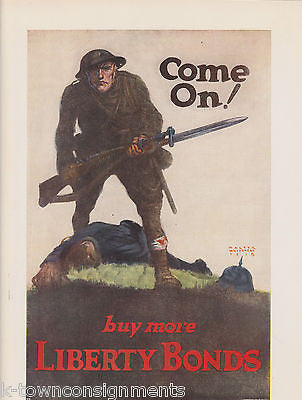 COME ON BUY MORE LIBERTY BONDS DEAD GERMAN VINTAGE WWI GRAPHIC ART POSTER PRINT - K-townConsignments