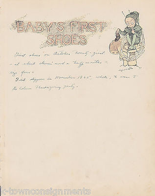 Baby's First Shoes Elf Shoes Antique Graphic Illlustration Nursery Print - K-townConsignments