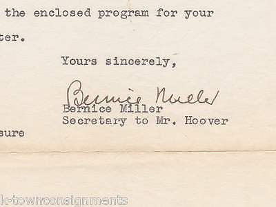 BERNICE MILLER SECRETARY TO HERBERT HOOVER AUTOGRAPH SIGNED STATIONERY LETTER - K-townConsignments