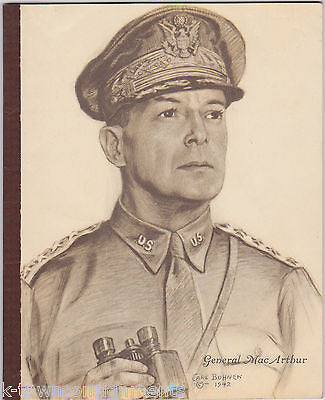 GENERAL DOUGLAS MACARTHUR VINTAGE WWII LITHOGRAPH ART NOTEBOOK BY CARL BOHNEN - K-townConsignments