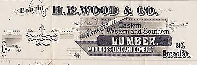 H.B. WOOD LUMBER LIME & CEMENT CENTRAL FALLS RI ANTIQUE ENGRAVING STATIONERY - K-townConsignments