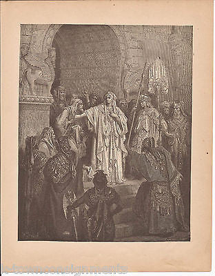 Refusal of Queen Vashti Obey Orders 1870 Antique Bible Engraving Print Esther I - K-townConsignments