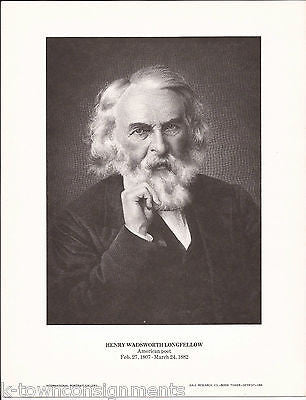 Henry Wadsworth Longfellow Poet Vintage Portrait Gallery Poster Sketch Print - K-townConsignments