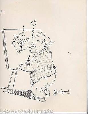 DUELING WWII ERA NEWS CARTOONISTS LARGE INK SIGNED CARTOON SKETCH BRYAN & LORING - K-townConsignments