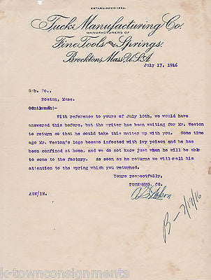 BROCKTON MASS TRUCK MANUFACTURING AUTO PARTS ANTIQUE STATIONERY LETTER 1916 - K-townConsignments