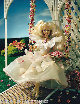 BARBIE PINK FLOWER DRESS W/ A ROSE ON A SWING ORIGINAL ADVERTISING DISPLAY PHOTO - K-townConsignments