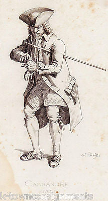 CASSANDRE 1780 EARLY THEATRE ACTOR ANTQIUE MAURICE SAND ENGRAVING PRINT PARIS - K-townConsignments