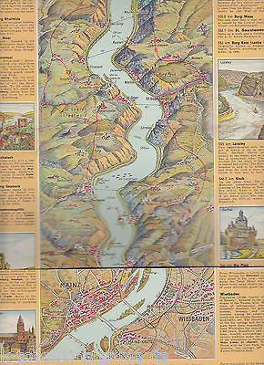 THE RHINE PANORAMA & GUIDE GERMAN VINTAGE GRAPHIC TRAVEL AD BROCHURE - K-townConsignments