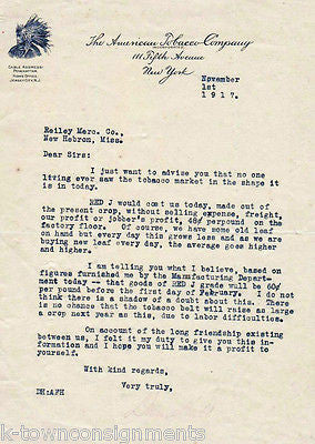 AMERICAN TOBACCO COMPANY NEW YORK DAN HALL AUTOGRAPH SIGNED AD STATIONERY - K-townConsignments
