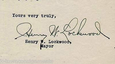 HENRY LOCKWOOD CHARLESTON SC MAYOR 1940s AUTOGRAPH SIGNED STATIONERY LETTER - K-townConsignments