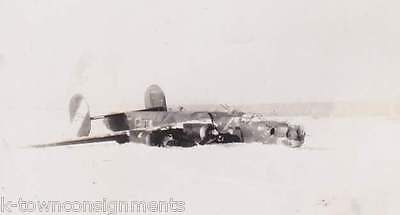 WWII MILITARY DOWNED B24 LIBERATOR SHOT DOWN IT THE SNOW VINTAGE SNAPSHOT PHOTO - K-townConsignments