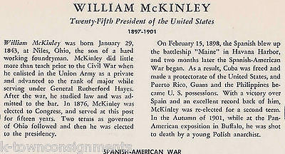 WILLIAM MCKINLEY SPANISH AMERICAN WAR VINTAGE GRAPHIC ILLUSTRATION PRINT - K-townConsignments