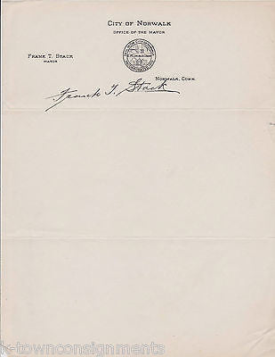 FRANK STACK NORWALK CONNECTICUT MAYOR 1940s AUTOGRAPH SIGNED STATIONERY LETTER - K-townConsignments