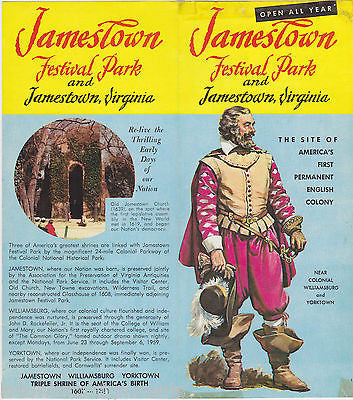 JAMESTOWN VIRGINIA COLONIAL WILLIAMSBURG VINTAGE GRAPHIC ADVERTISING BROCHURE - K-townConsignments