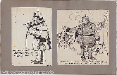 WWI GERMANY MILITARY GENERALS ANTIQUE INK DRAWING SKETCHES SIGNED BY ARTISTS - K-townConsignments