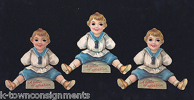 LITTLE SAILOR BOY GERMAN VALENTINES DAY EYELESS ANTIQUE VICTORIAN DIE CUT CARDS - K-townConsignments