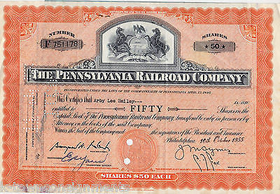 PENNSYLVANIA RAILROAD COMPANY VINTAGE 1955 GRAPHIC ENGRAVING STOCK CERTIFICATE - K-townConsignments