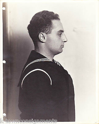 WWII NAVY SAILOR PROFILE SHOT GREAT LAKES ILLINOIS SNAPSHOT PHOTO - K-townConsignments
