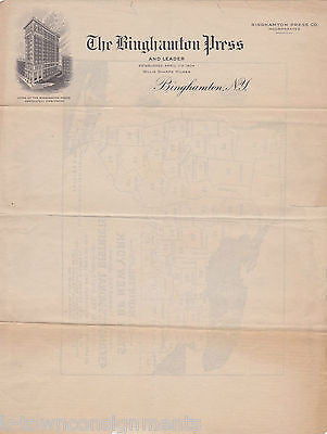 BINGHAMTON PRESS VINTAGE ENGRAVING STATIONERY W/ NEW YORK CONGRESSIONAL MAP - K-townConsignments