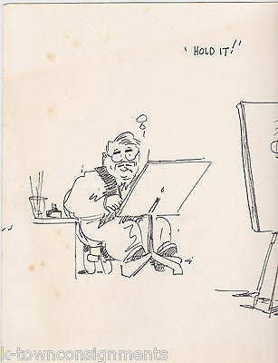 DUELING WWII ERA NEWS CARTOONISTS LARGE INK SIGNED CARTOON SKETCH BRYAN & LORING - K-townConsignments