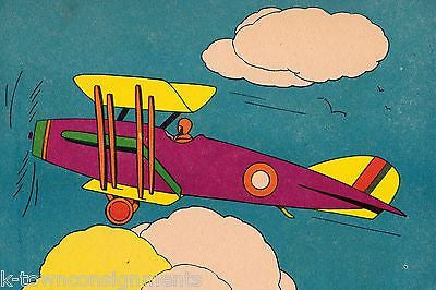 EARLY AVIATION PROP PLANE PILOT VIBRANT ART DECO ANTIQUE KIDS ROOM DECOR PRINT - K-townConsignments