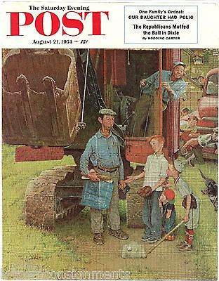 SANDLOT BASEBALL DOZER NORMAN ROCKWELL VINTAGE GRAPHIC POST MAGAZINE COVER PRINT - K-townConsignments
