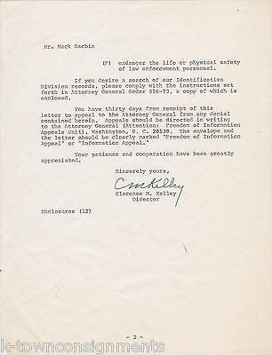 CLARENCE KELLEY US DEPARTMENT OF JUSTICE FBI FREEDOM OF INFORMATION ACT LETTER - K-townConsignments