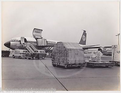 LUFTHANSA AIRWAYS BOEING 707 JET AIRPLANE VINTAGE AIRLINE ADVERTISING PHOTO - K-townConsignments