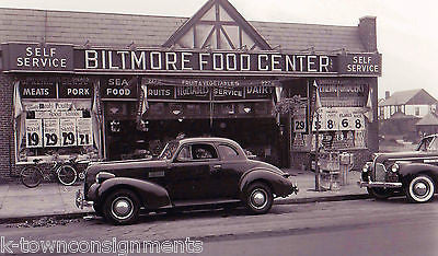 BILTMORE FOOD CENTER VINTAGE 1930s GROCERY STORE W/ OLD CARS & BICYCLES PHOTO - K-townConsignments
