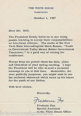 FREDERIC FOX PRINCETON UNIVERSITY WHITE HOUSE AID AUTOGRAPH SIGNED STATIONERY - K-townConsignments