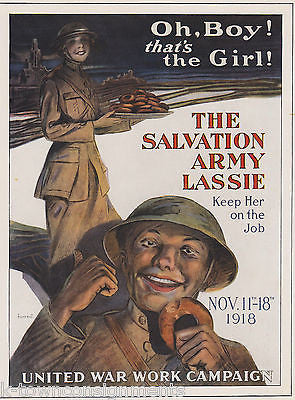 SALVATION ARMY LASSIE WOMEN IN WAR VINTAGE WWI GRAPHIC ART POSTER PRINT - K-townConsignments