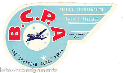 BRITISH COMMONWEALTH PACIFIC AIRLINES VINTAGE AIRPLANE LUGGAGE TAG STICKER - K-townConsignments