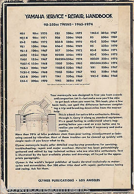 YAMAHA SERVICE REPAIR VINTAGE 90-350cc TWINS HANDBOOK 1974 - K-townConsignments