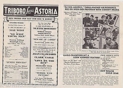 GARBO & GABLE LOEW'S WEEKLY VINTAGE 1930s MOVIE ACTOR & ACTRESS PROMO AD FLYER - K-townConsignments